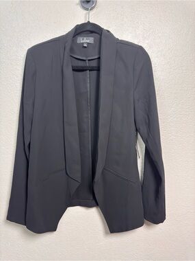 Lulu's Black Draped Open-Front Blazer